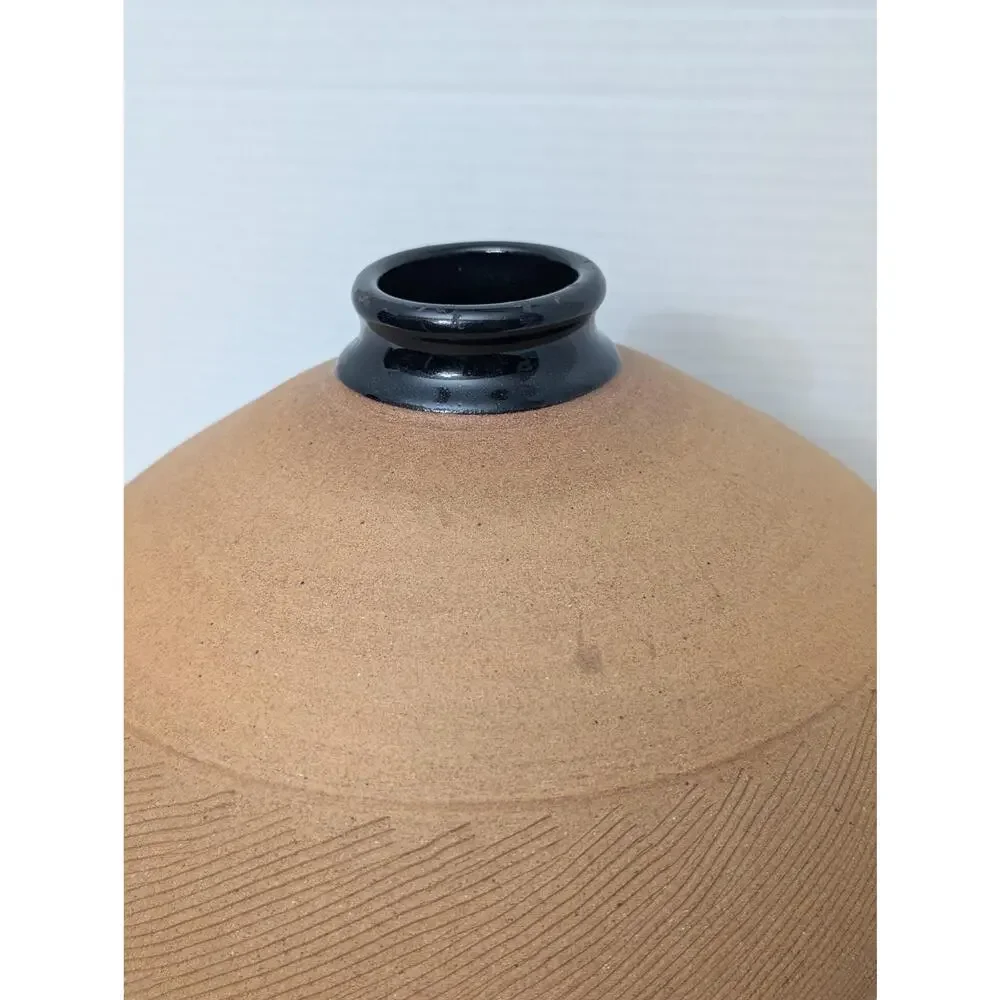 Renee Margolin Studio Pottery Vase Carved Textured Ceramic Vessel Art